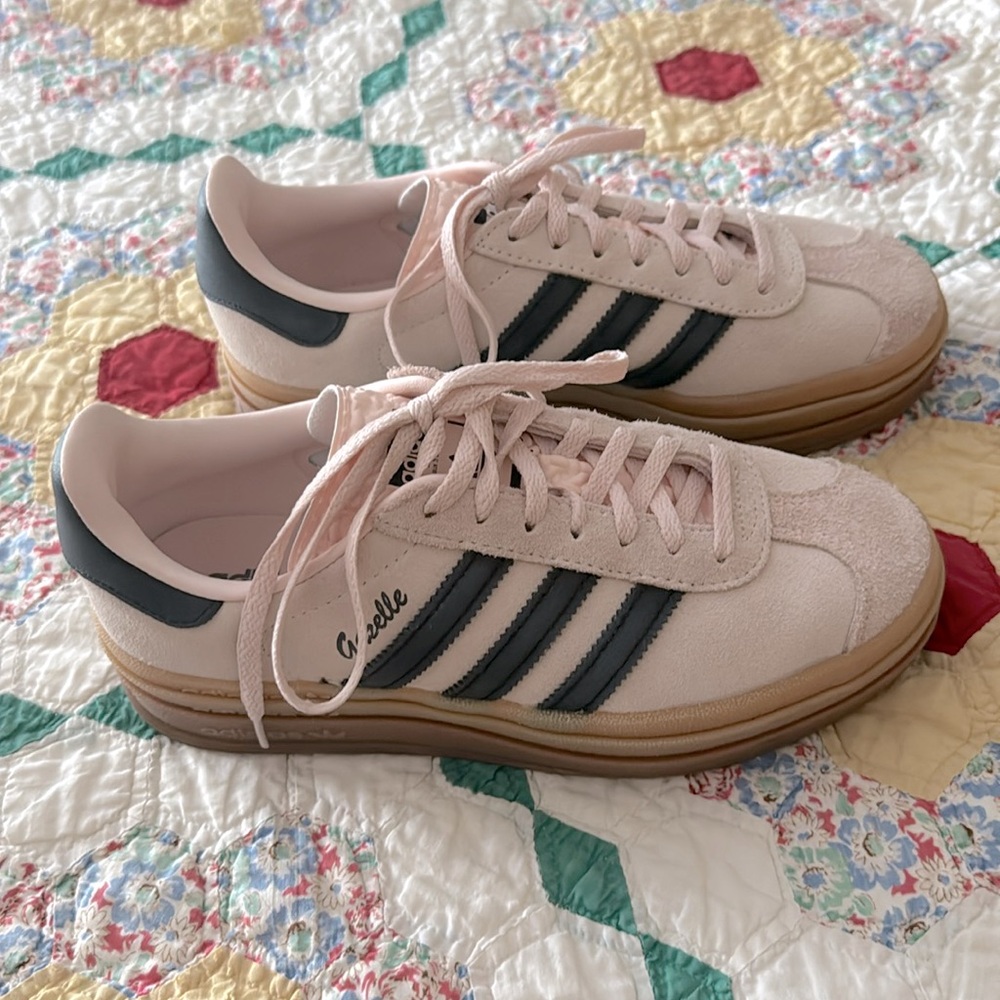 adidas Gazelle Pink and navy Platform Sneakers